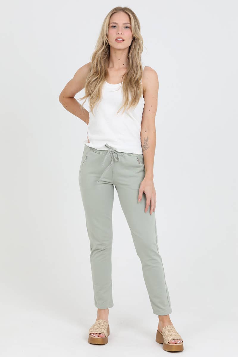 Nostalgia - Wholesale Lounge Sweatpants/Joggers - Women's - NP746-ASIS PULL ON TIE FRONT ZIPPER POCKET FRENCH TERRY JOGG71