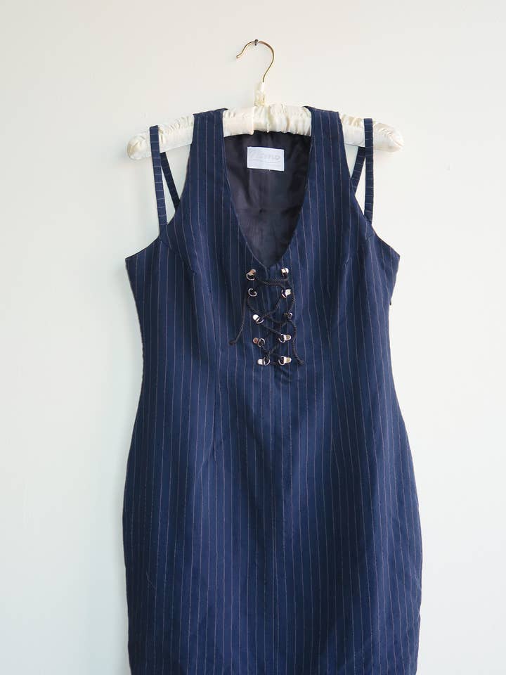 Robe corset à rayures des années 90 pour la vente par Elizabeth bay