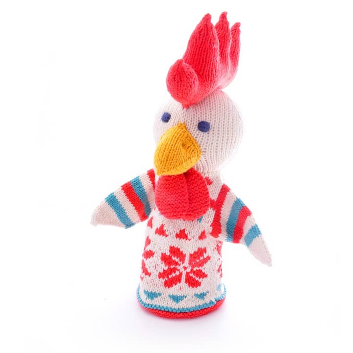 Marionnette à main en coton biologique avec poulet pour la vente par ChunkiChilli