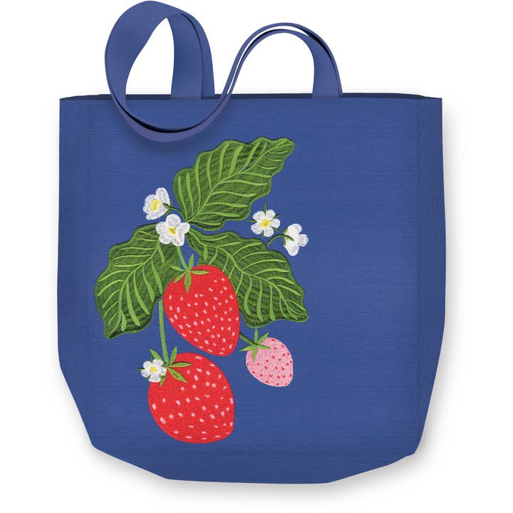 FRUIT AND FLEUR STRAWBERRIES CANVAS TOTE for wholesale by Lady Jayne