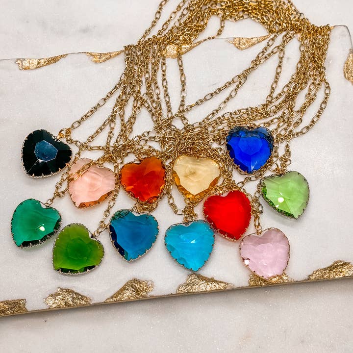 Kick Glass Heart Pendant Necklace for wholesale by Idlewild Everyday
