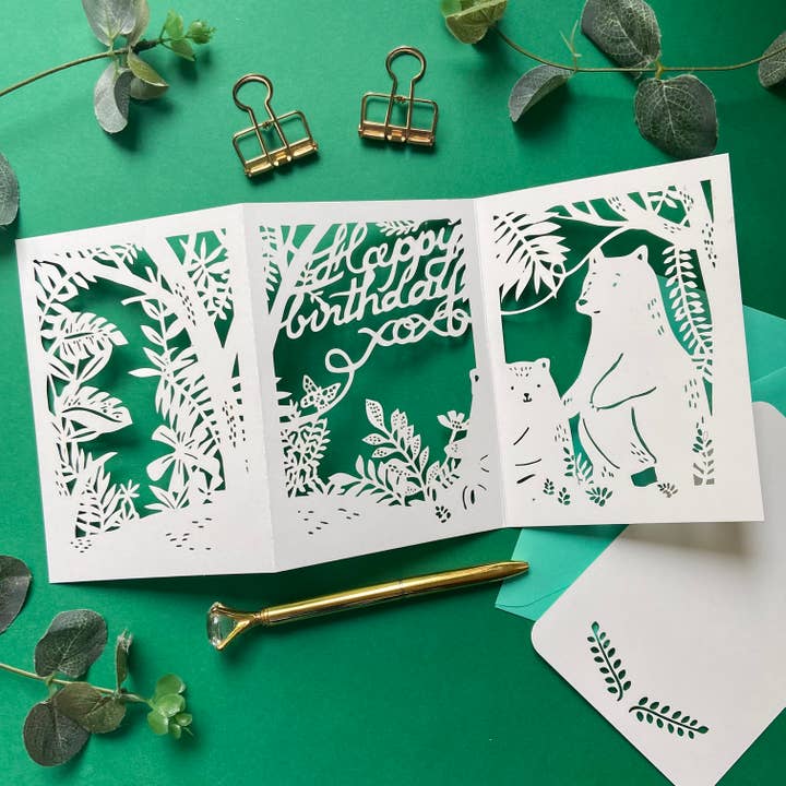 Carte d'anniversaire ours, carte d'anniversaire pour la vente par Chow's Stories