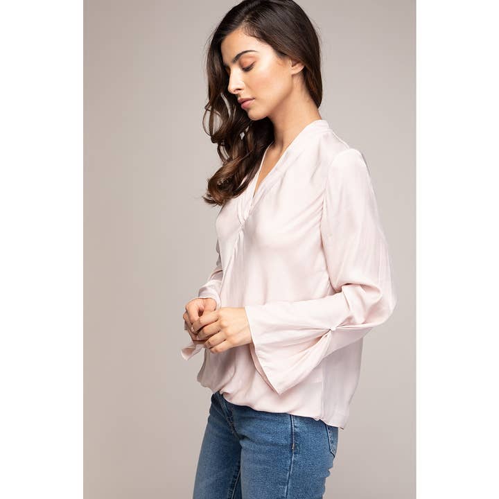 Naked Zebra Rack - Wholesale Blouse - Women's - Surplice Twisted Detail Long Sleeve Blouse6