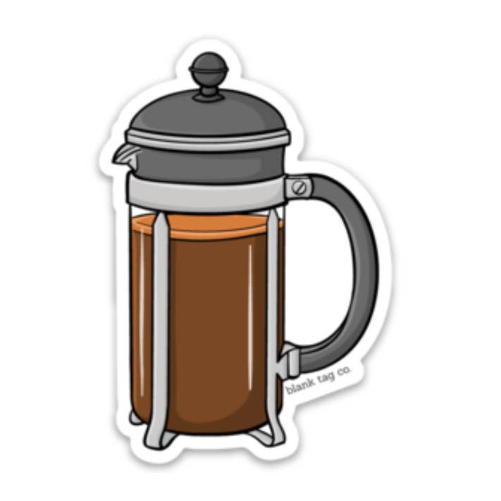 Blank Tag Co.® Waterproof Sticker - French Press for wholesale by Blank Tag Co. - Waterproof Stickers