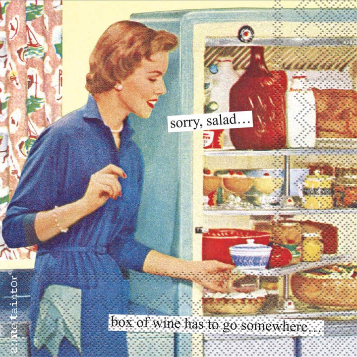 Boston International - Wholesale Disposable Napkin - Paper Cocktail Napkins Pack of 20 Anne Taintor Box of Wine