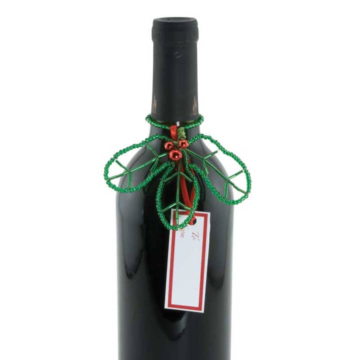 Beaded Holly Jewelry Set of 2 #02-010 for wholesale by IWA Wine Accessories