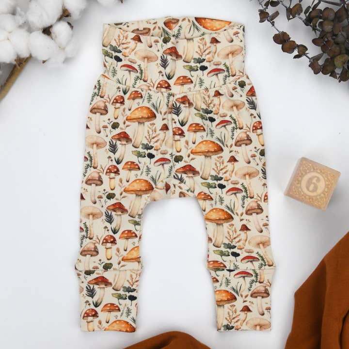 Pantalon Bébé Taille Haute en Coton Bio, Fenouil pour la vente par Earthy