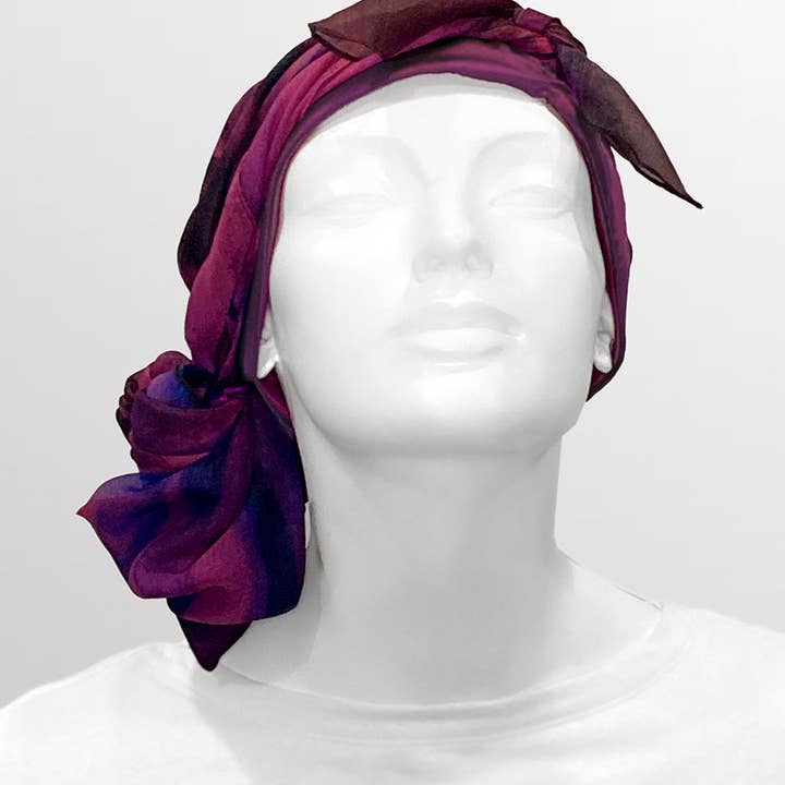LuxCare Clothing - Wholesale Head Scarf - Women's - Fine Art Headscarf ~Boysenberry3