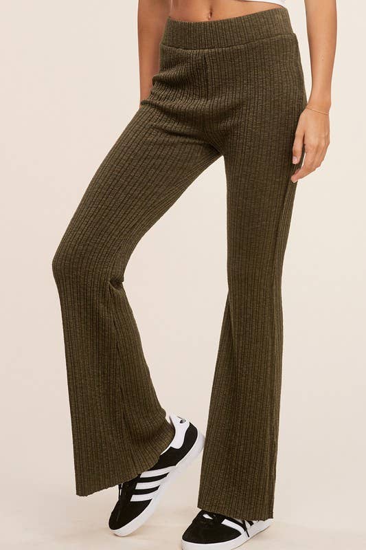 La Miel - Wholesale Lounge Sweatpants/Joggers - Women's - JAP4174-Basic Ribbed Fitted Silhouette Loungewear Pants2