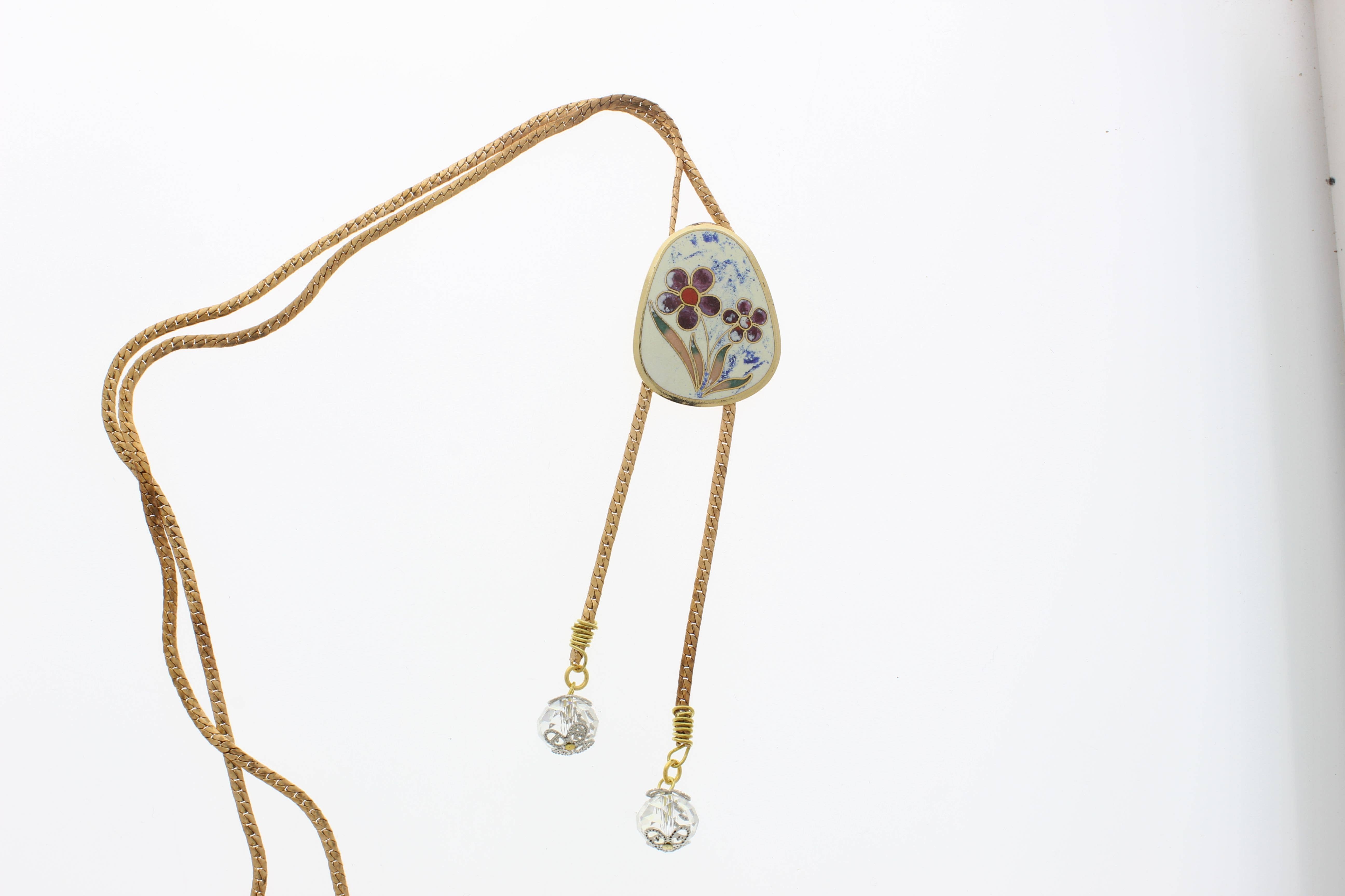 HHH Designs – Engroshandel Lariat/Y-hal halskæde – Vintage emaljeblomst Bolo Slips, 36" guldkæde, hver