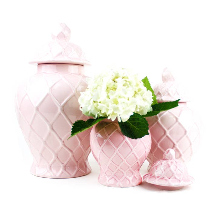 8 Oak Lane - Wholesale Decorative jar - Pink Textured Ginger Jar - Small2