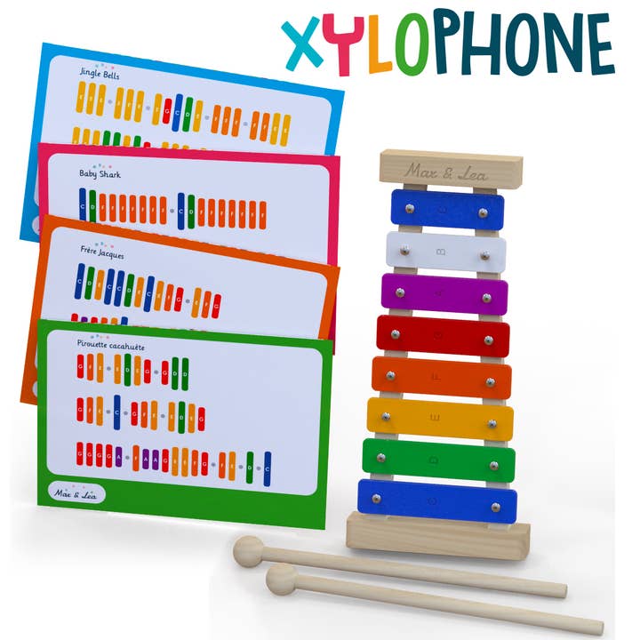 XYLOPHONE: Children's musical instrument made of wood 7 scores for wholesale by Max & Lea