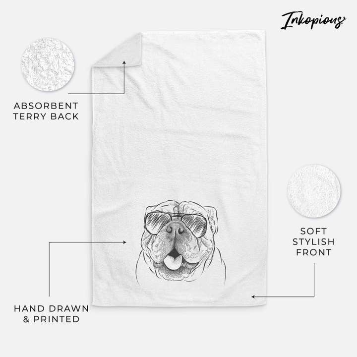Louie the English Bulldog Hand Towel for wholesale by Inkopious