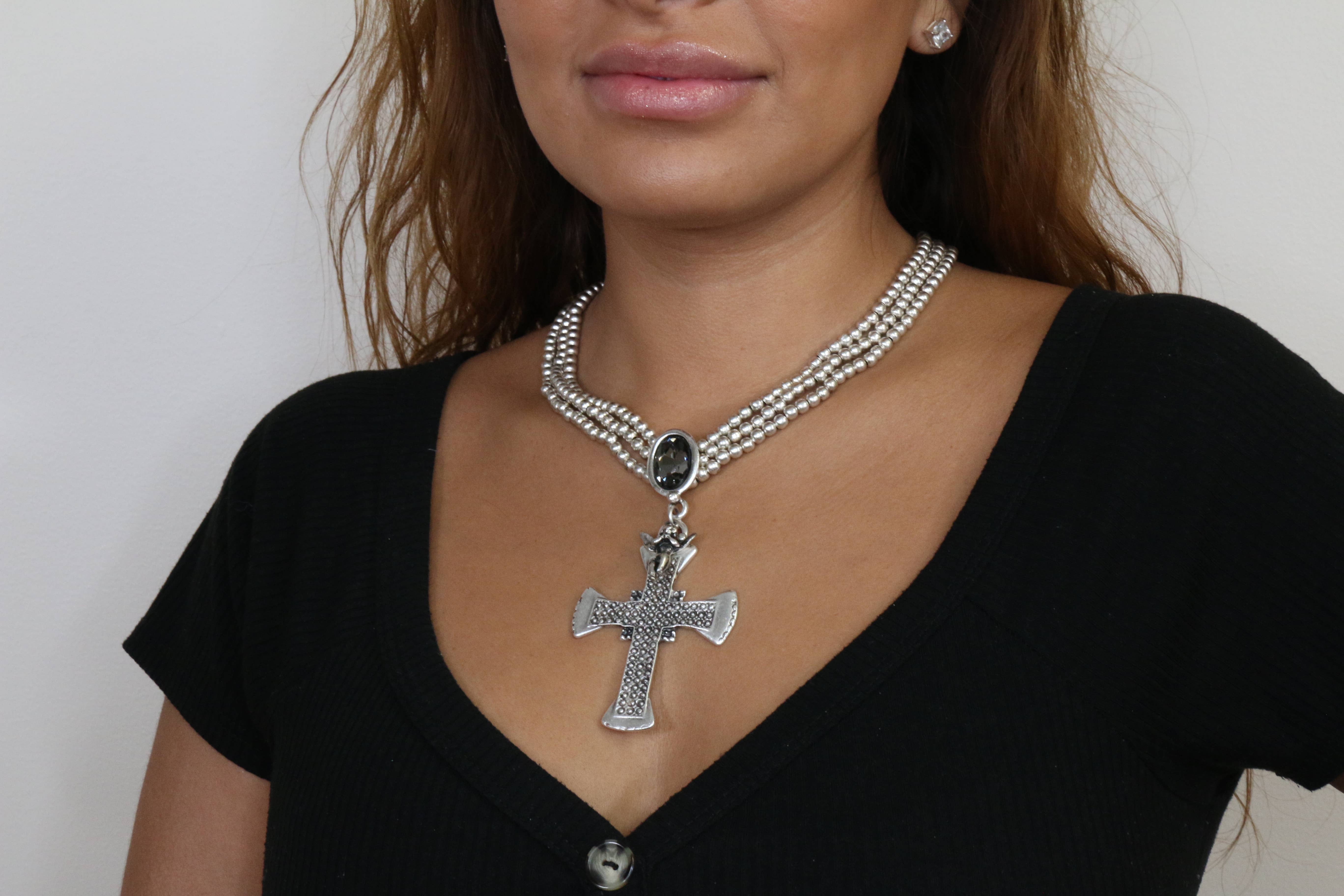 The Ancient Bazaar Jewelry & Accessories - Venta al por mayor Gargantilla ancha - N.º de artículo 1581-75G - Collar de peltre  2