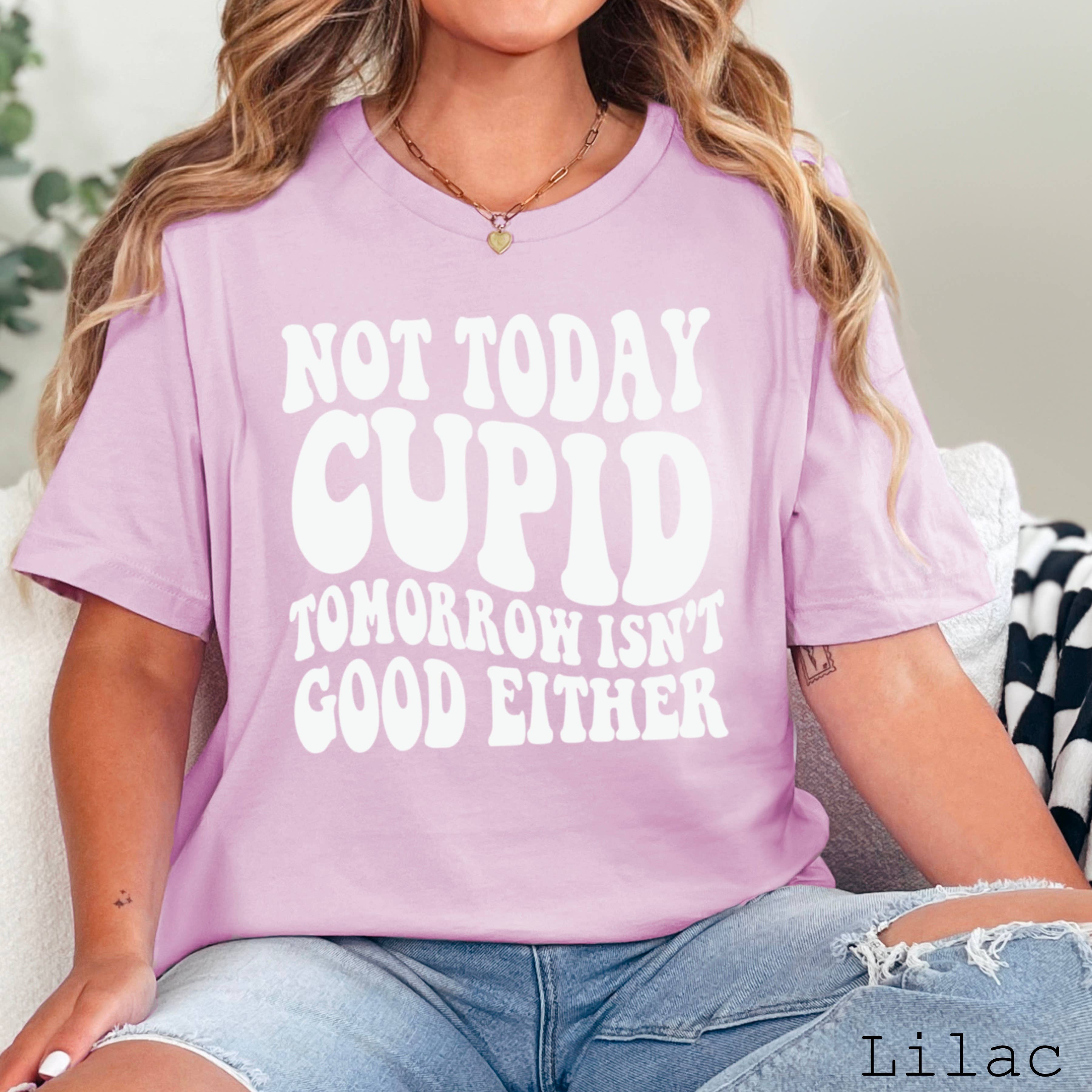 Shoppe SHC - Wholesale Screen Printed T-Shirt - Women's - Not Today Cupid Valentine's Day Graphic Tee | Bella Canvas 8