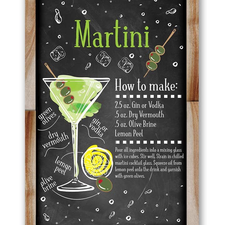 Lone Star Art - Wholesale Sign - Martini Bar Recipe - Metal Sign