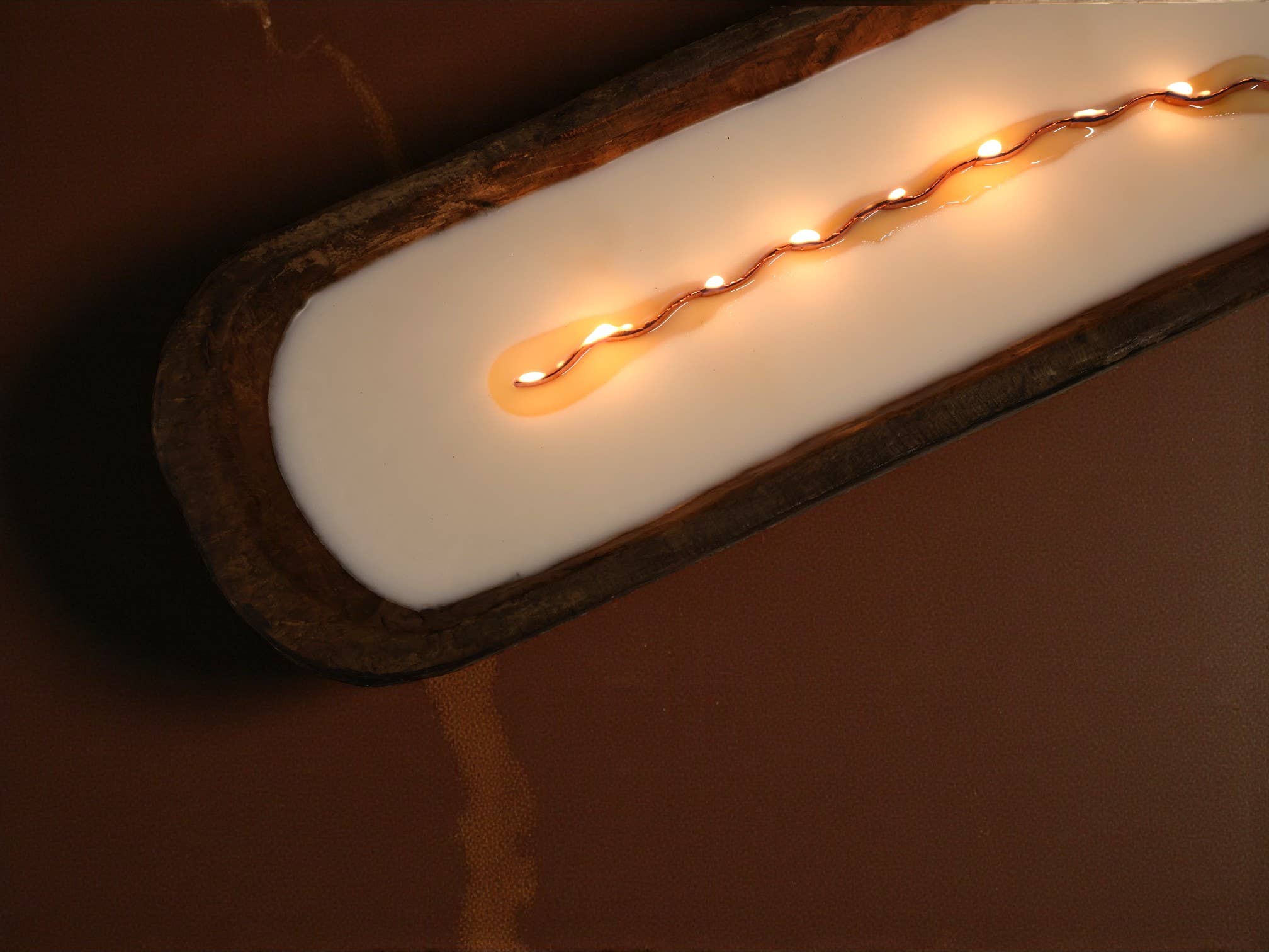 Agaboo Candle – wholesale Jar/filled candle – Wooden Dough Bowl Candle with Wavy Wooden Wick 2x19.5in1