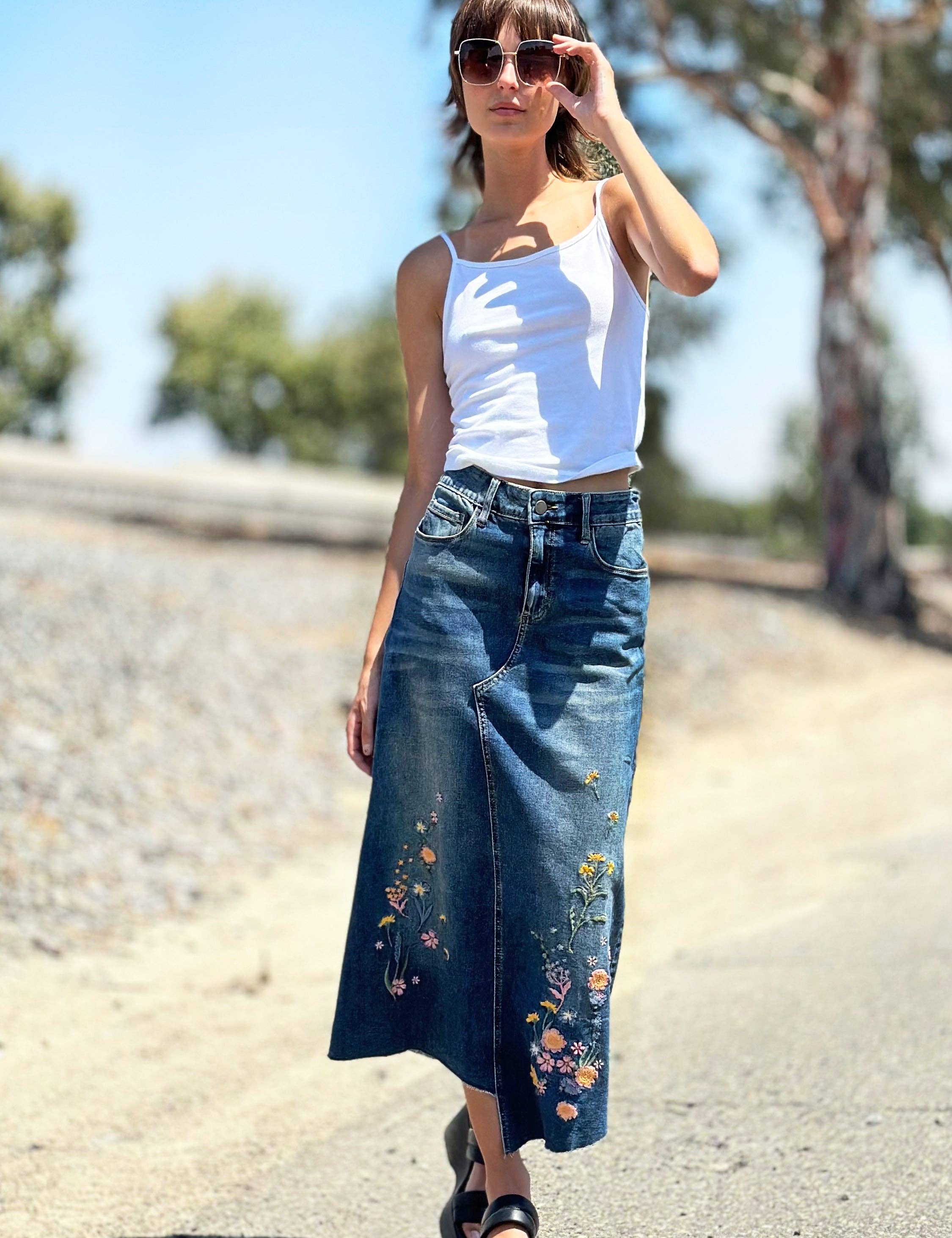 Denim Blossom Skirt for wholesale on Faire