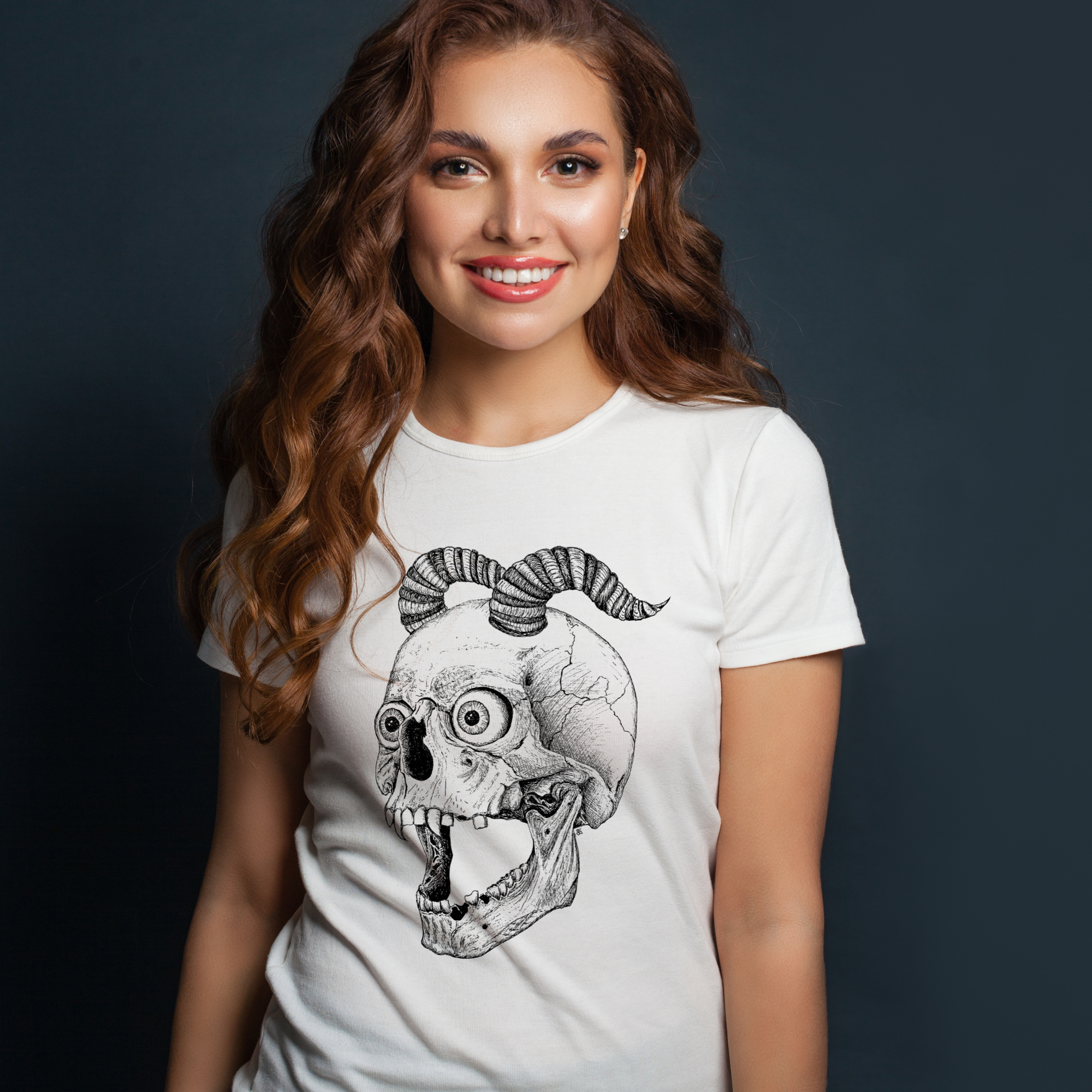Hannah Kate Makes - Wholesale T-Shirt (Graphic) - Unisex - Screaming Skull T-shirt - White - 100% Cotton - Reg/Fitted1