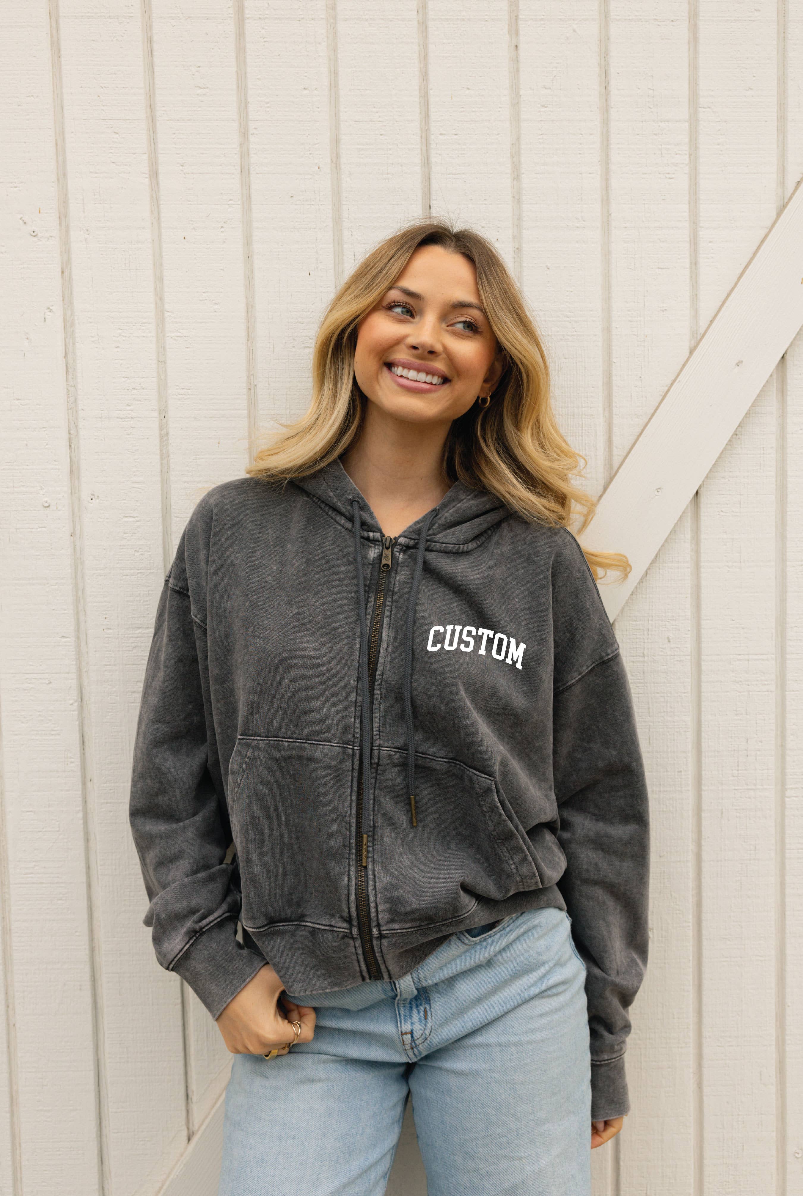 OAT COLLECTIVE - Wholesale Jacket - Women's - CUSTOM CROPPED Mineral Zipper Hooded Pullover0