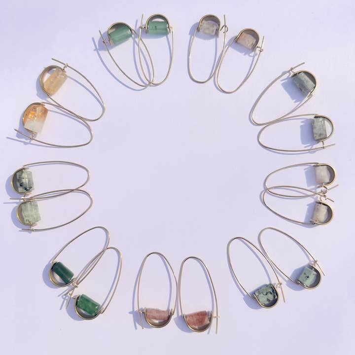 Found & Feral - Wholesale Dangle Earrings - Belen Minimalist Earring - Prehnite