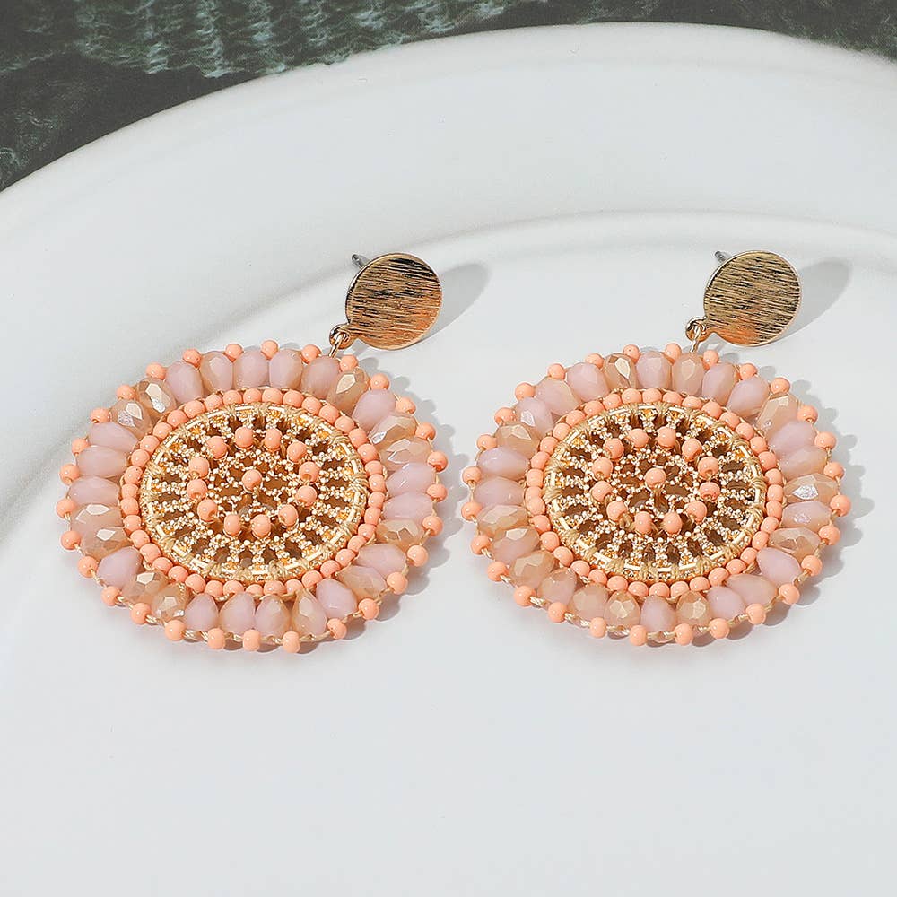 Sensibling Corp. - Wholesale Dangle Earrings - Boho Faceted Beaded Mandala Dangle Earrings
0