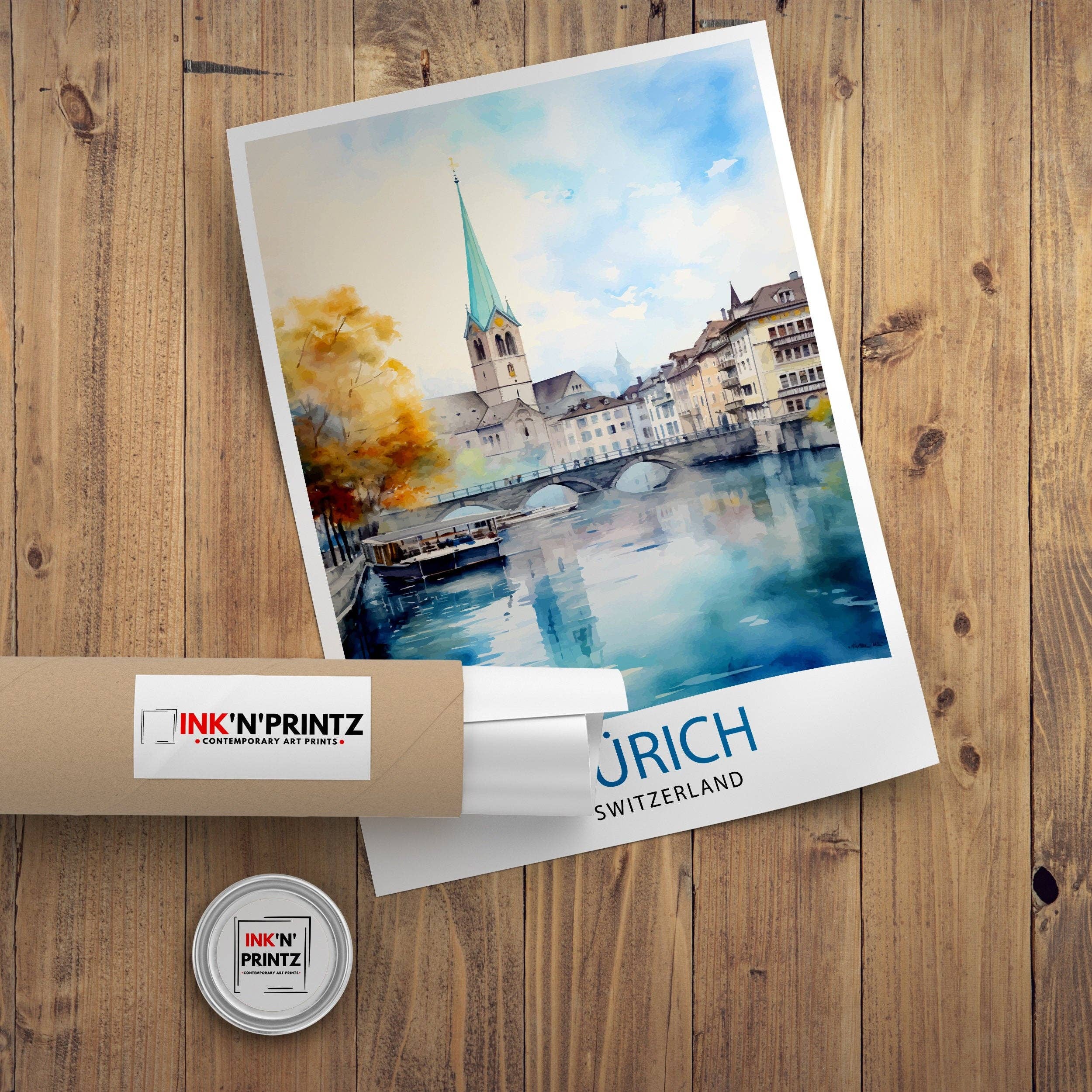 InkNPrintz – wholesale Art print – Zurich Switzerland Travel Poster Zurich8
