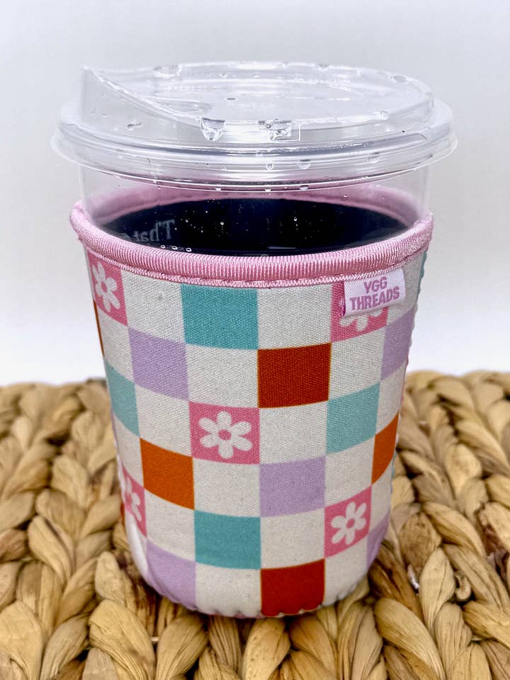Groovy Checker Iced Coffee Drink Sleeve - Small for wholesale by YGG Threads