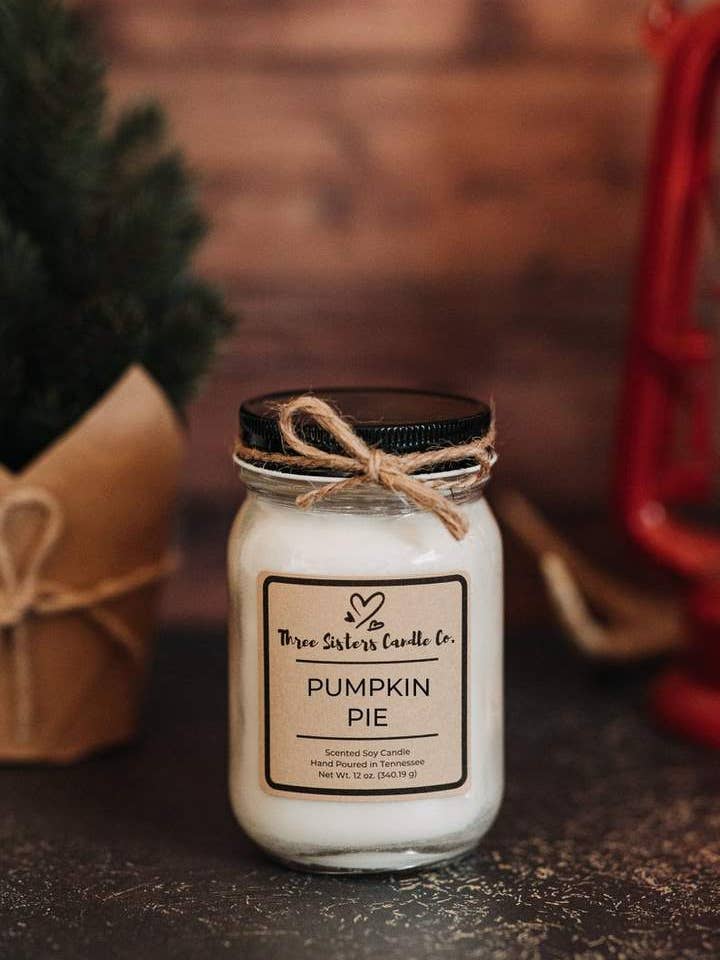 Pumpkin Pie Soy- Candle Gift - Scented Candle 16 oz. for wholesale by Three Sisters Candle Co.