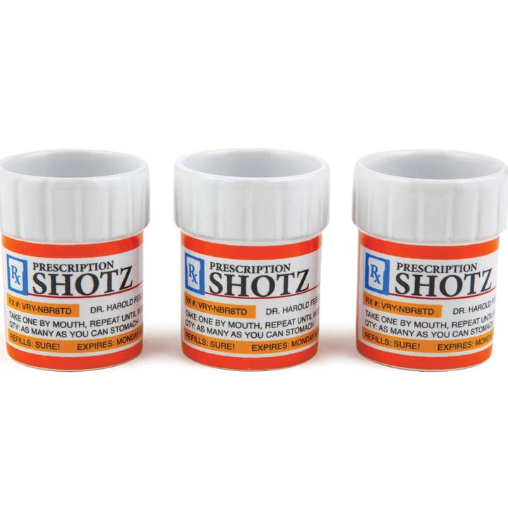 BigMouth Inc - Wholesale Bottle and Shot Glass Display - The Prescription Shot Glass Set1