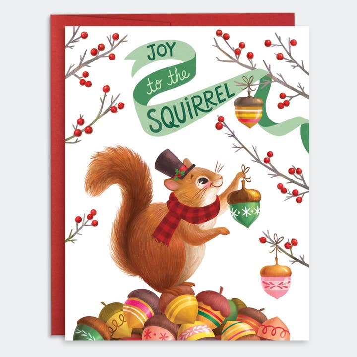 Joy to the Squirrel | Holiday Card for wholesale by Mudsplash Studios