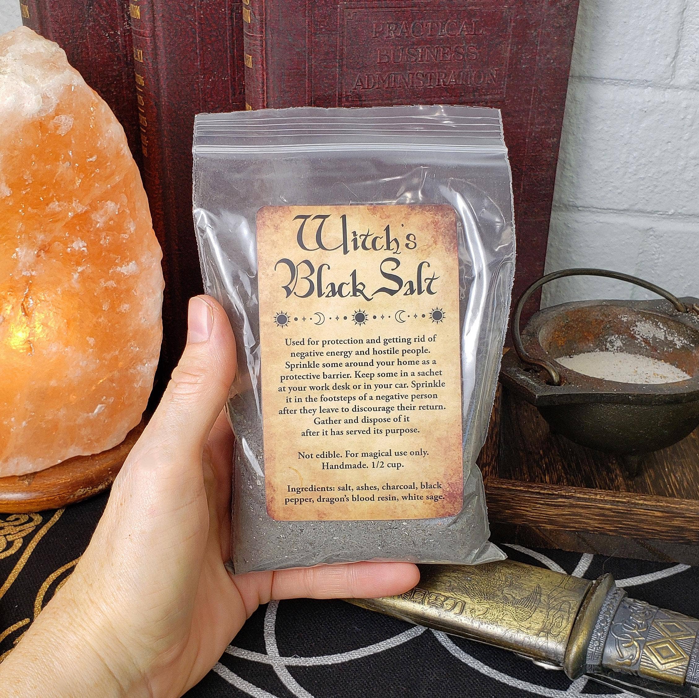 River Village - Wholesale Meditation Supplies - Witch's Black Salt for Banishing and Protection (1/2 cup)2