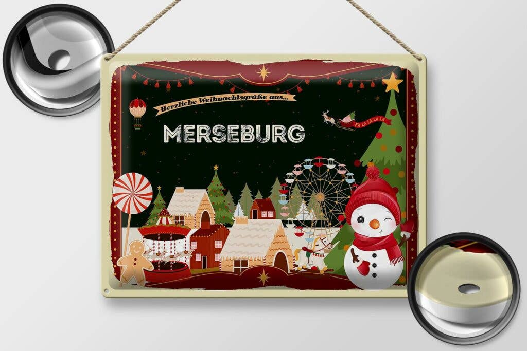Femer - Wholesale Christmas Wall Art - Tin sign Christmas greetings MERSEBURG gift decorative sign 40x30 cm1
