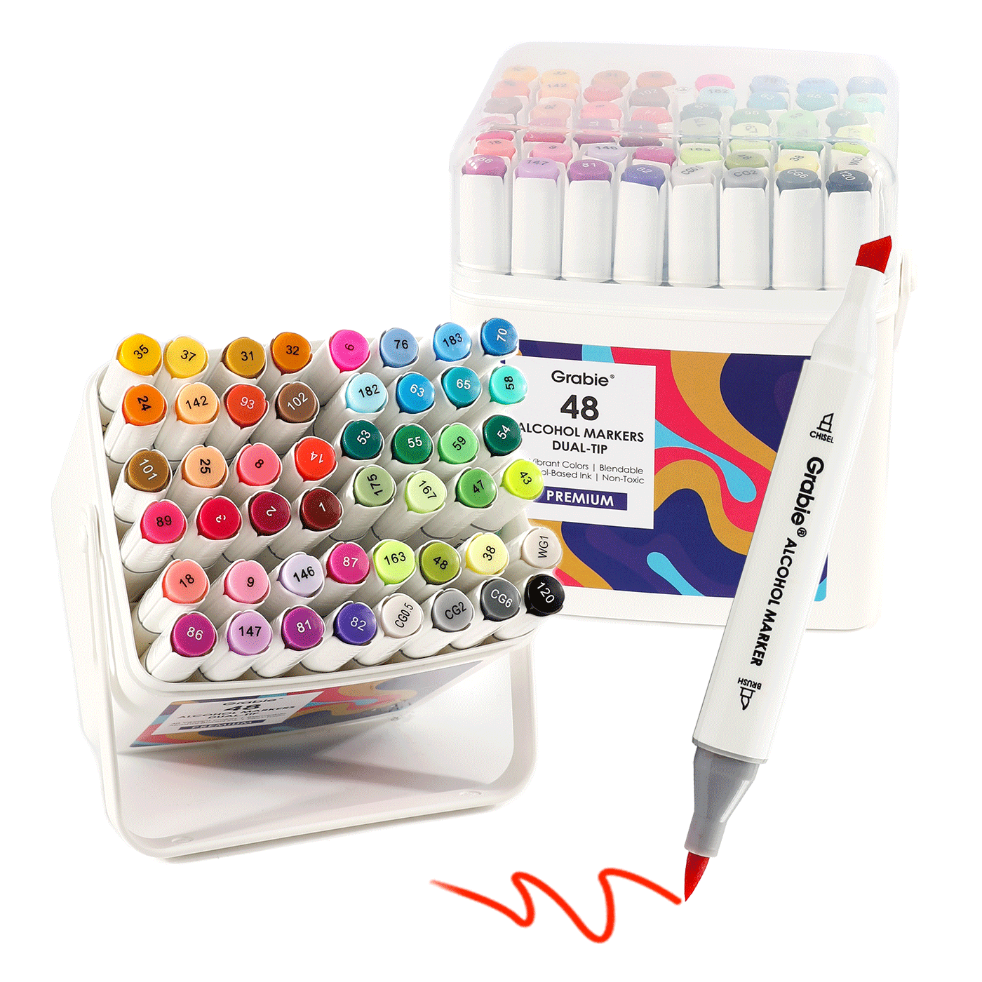Grabie - Wholesale Marker - Dual-Tip Alcohol-Based Marker Set Of 48 With Coloring Book9