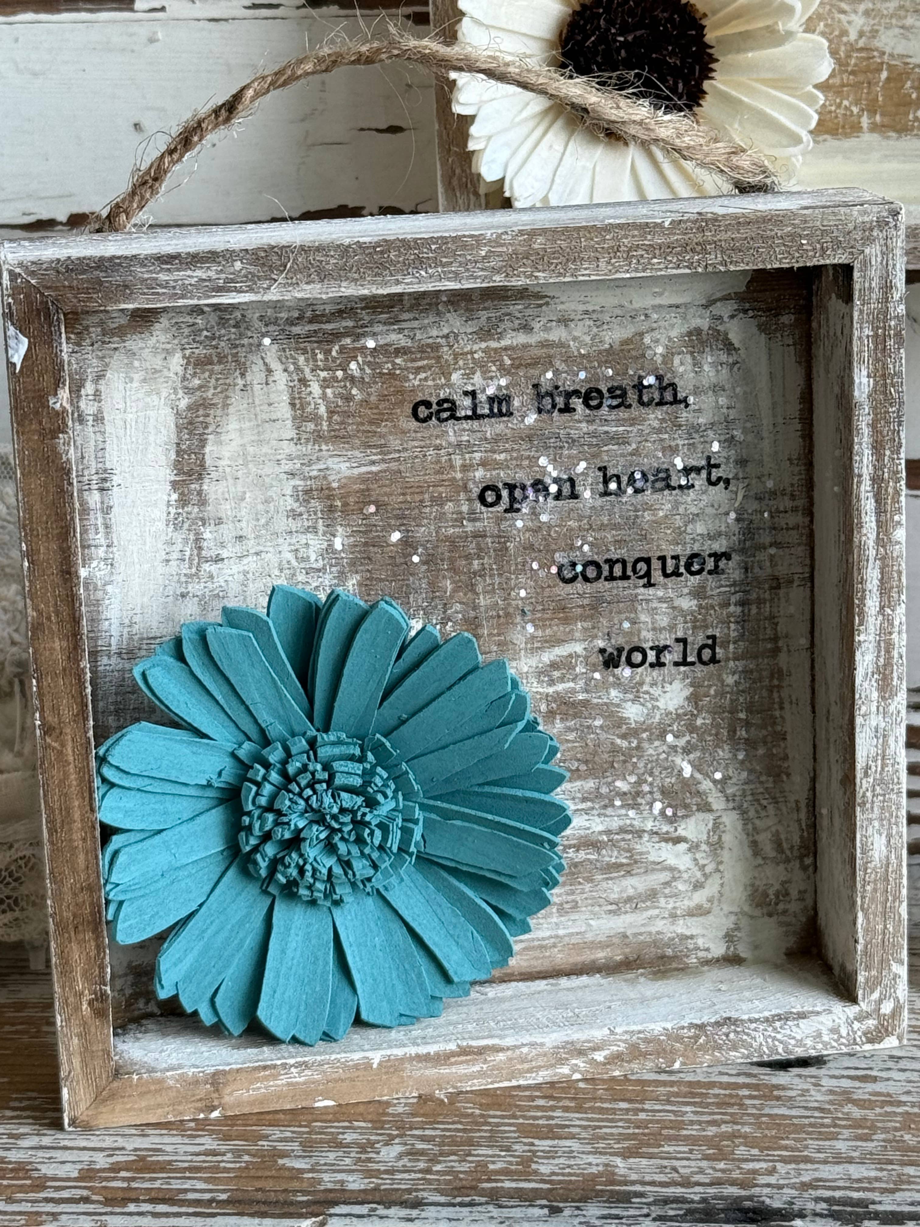 UnfiniSHEd - Wholesale Sign - Floral Wood Shadowbox – Choose Saying and Flower color 4