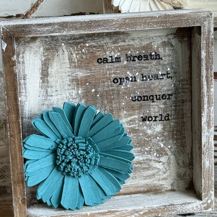 UnfiniSHEd - Wholesale Sign - Floral Wood Shadowbox – Choose Saying and Flower color 4