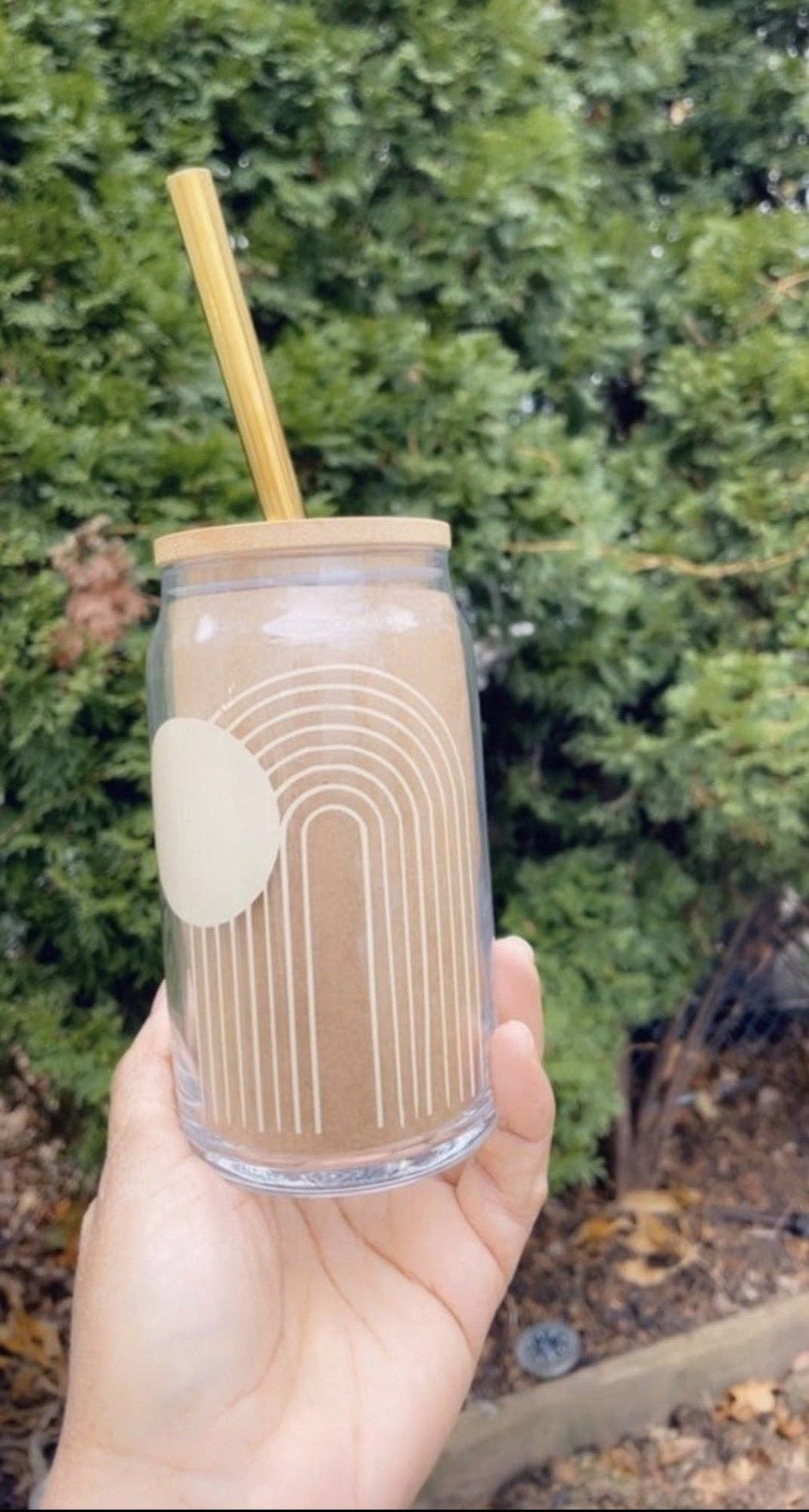 Pink pretty designs - Vente Verre/tasse - Canette en verre à bière arc-en-ciel, Boho, café glacé, verre à soda5