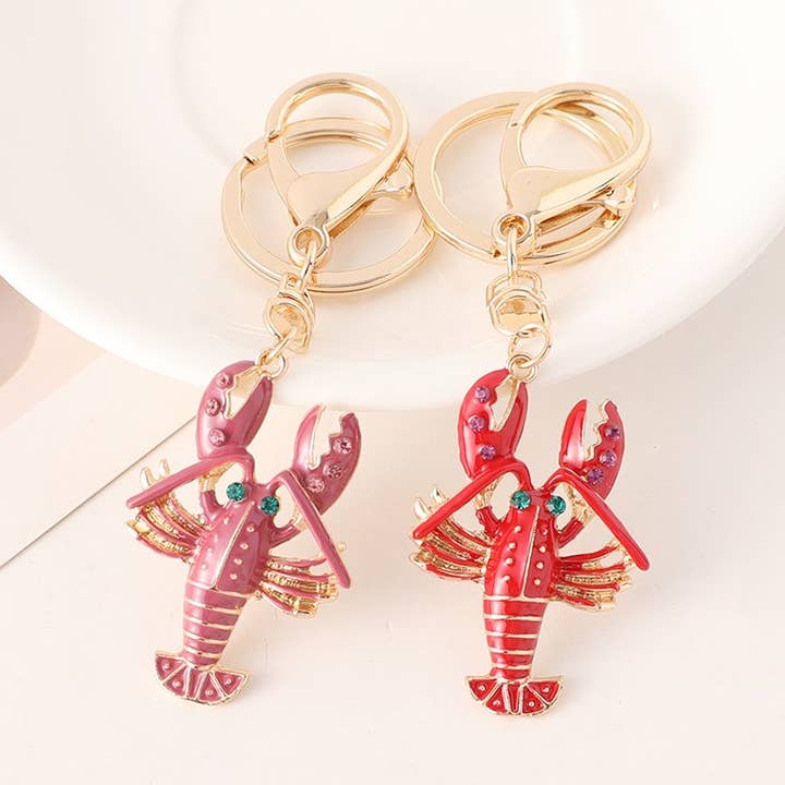 Creative Diamond-Studded Crayfish Keychain Bag Charm for wholesale by MKS America