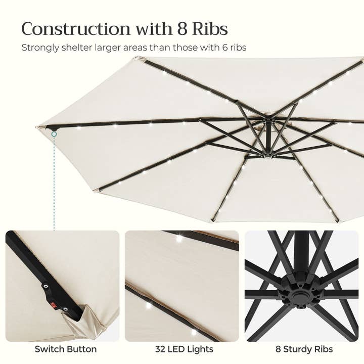 Greenwestons - Wholesale Patio Umbrella - Cantilever Patio Umbrella with Lights-5