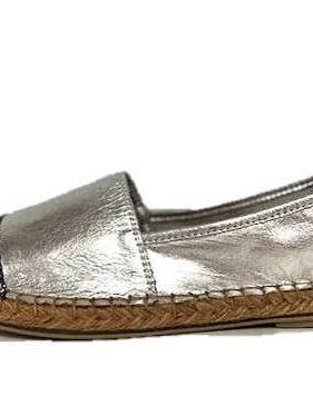 VENICE LEATHER ESPADRILLE - SILVER for wholesale by Sheridan Mia