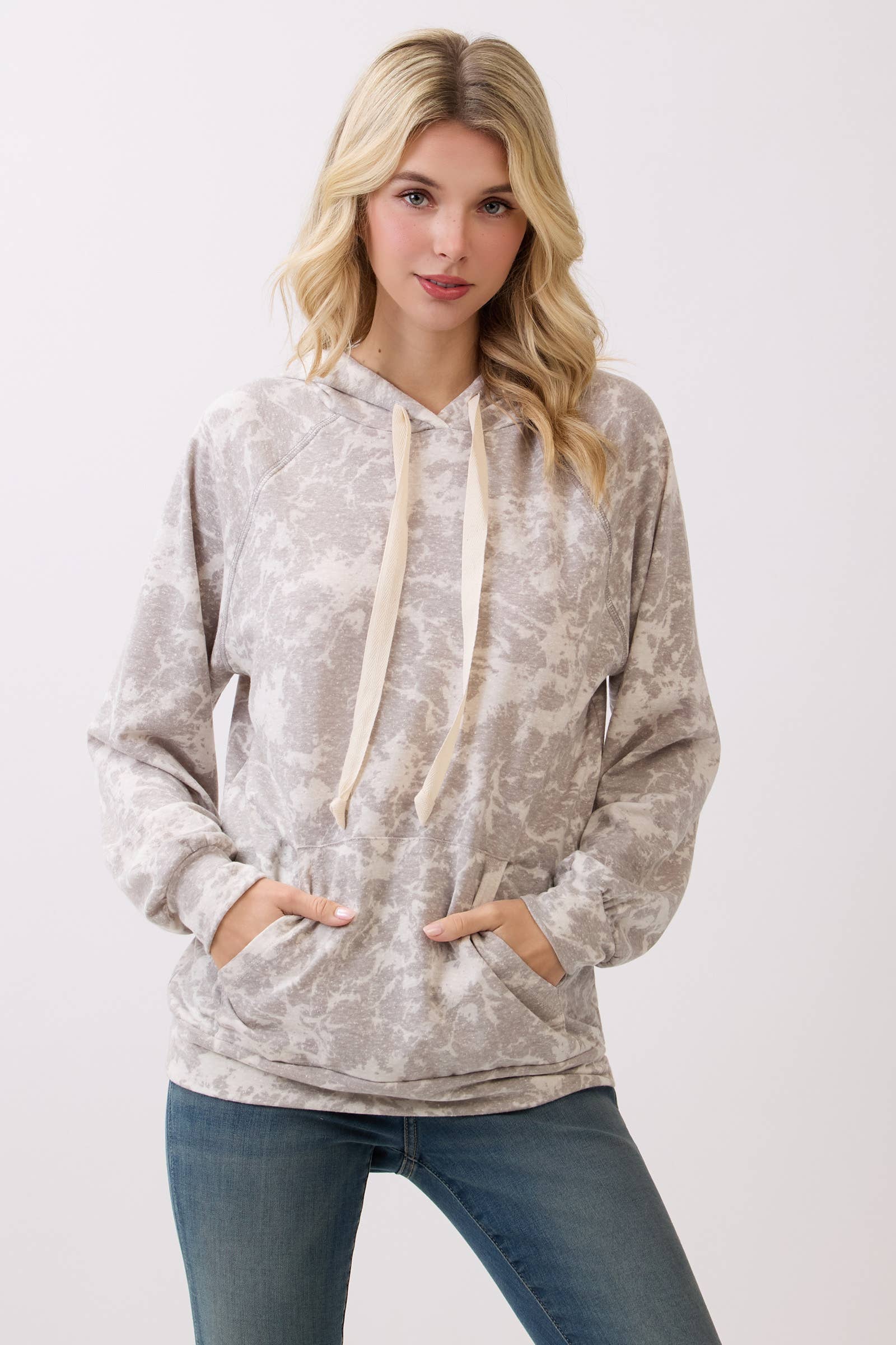 BOMBOM - Wholesale Hoodie - Women's - TL2106 Marble Wash Knit Hoodie1
