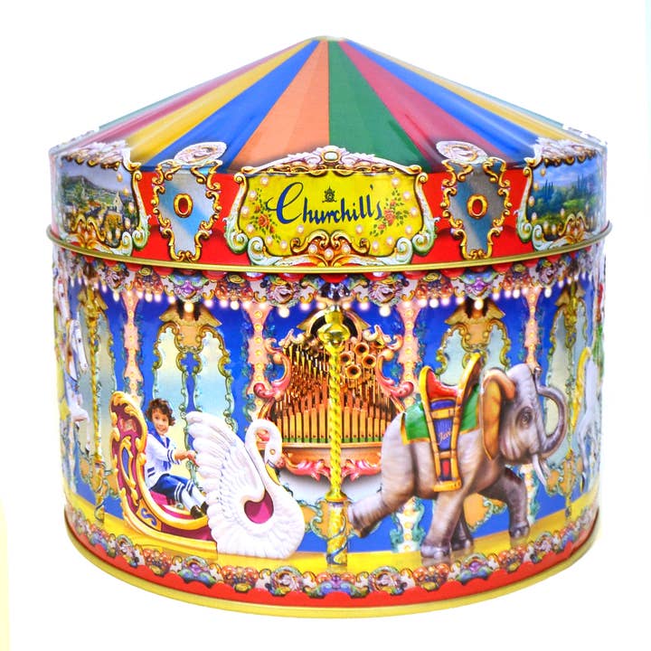 Churchill's Confectionery – wholesale Fudge – Musical Magical Carousel Gift Tin with Clotted Cream Fudge1