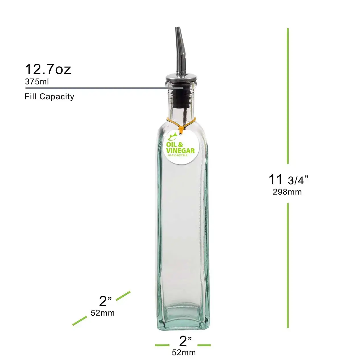 Couronne Co. - Wholesale Oil/Vinegar Dispenser - Rectangle Recycled Glass Oil/Vinegar Bottle W / Pour Spout1