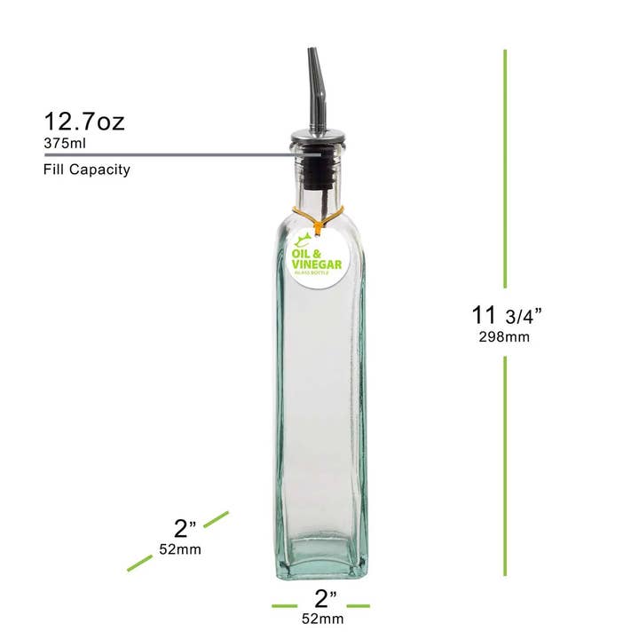 Couronne Co. - Wholesale Oil/Vinegar Dispenser - Rectangle Recycled Glass Oil/Vinegar Bottle W / Pour Spout1