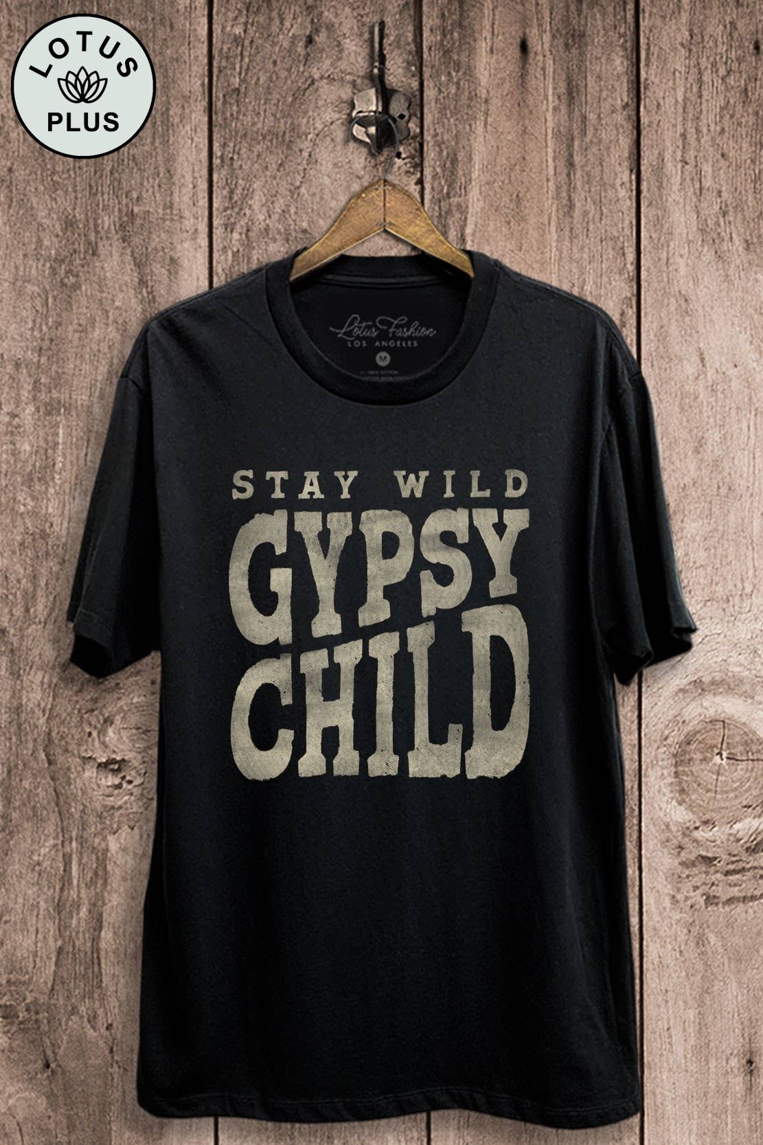 Lotus Fashion Collection – Großhandel T-Shirt mit Siebdruck – Damen – Stay Wild Gypsy Child Top mit Grafik0