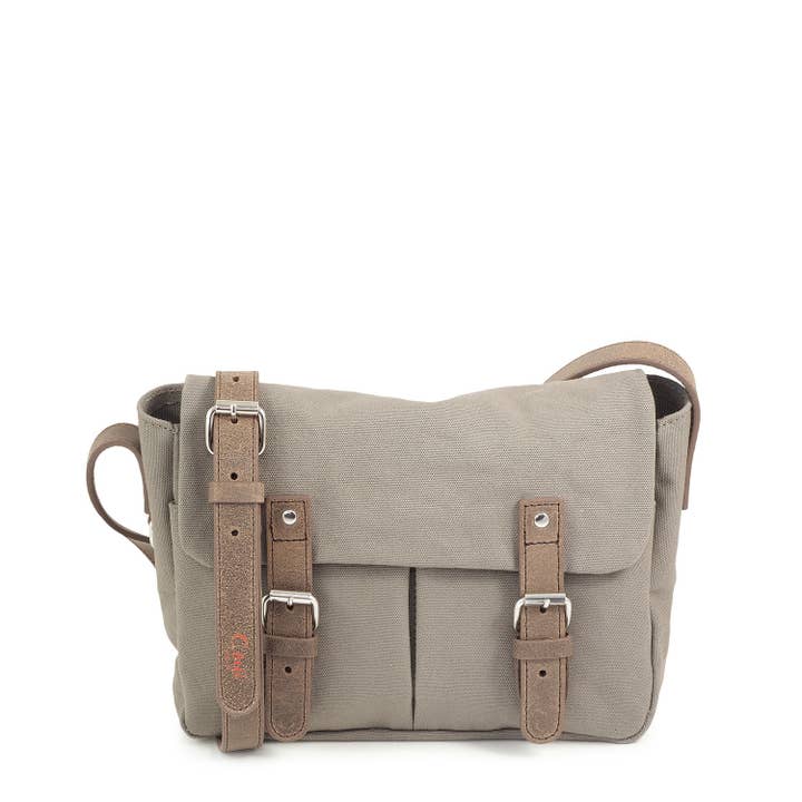 Canvas and leather messenger bag -small size - BRUSSELS 11 for wholesale by C Oui