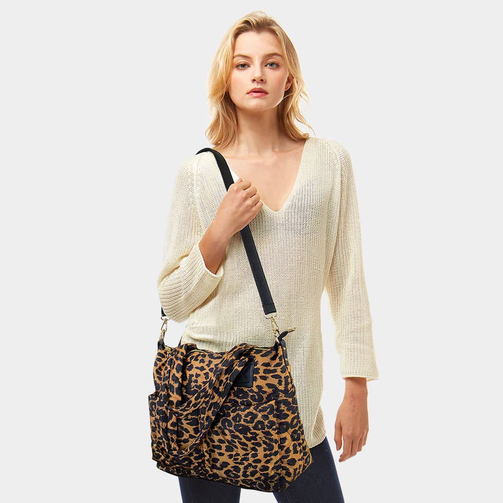 Sensibling Corp. - Wholesale Tote Bag - Women's - Leopard Puffer Tote Bag
0