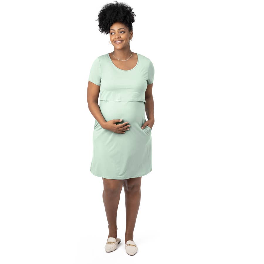Eleanora Bamboo Maternity & Nursing Dress | Oatmeal Stripe