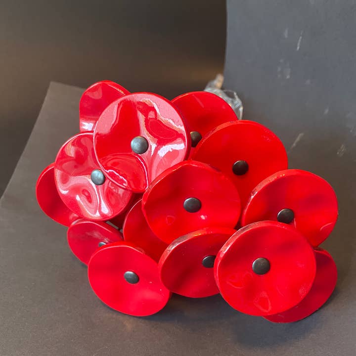 CARNEOL GLASS - Wholesale Garden/Lawn Stake - 15+3 Small Glass Flower For Outside In Red