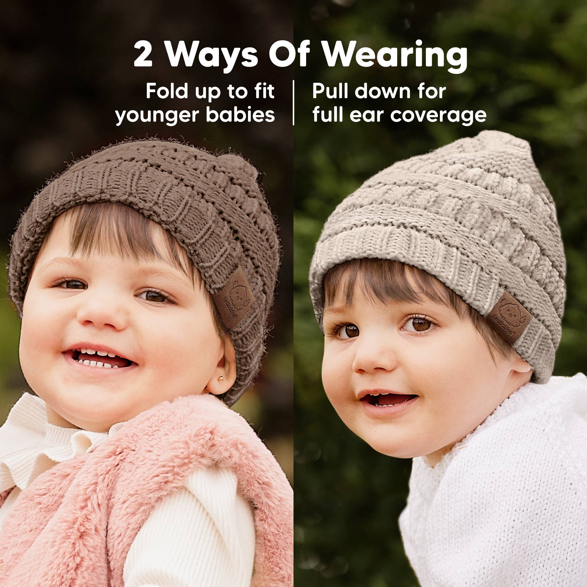 KeaBabies – wholesale Mössa för nyfödda - Baby – KeeBabies 3-Pack Warmzy Beanies (Pekannöt, M)2
